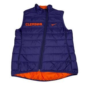 Nike Clemson Tigers Reversible Puffer Vest Purple Orange Womens Size S